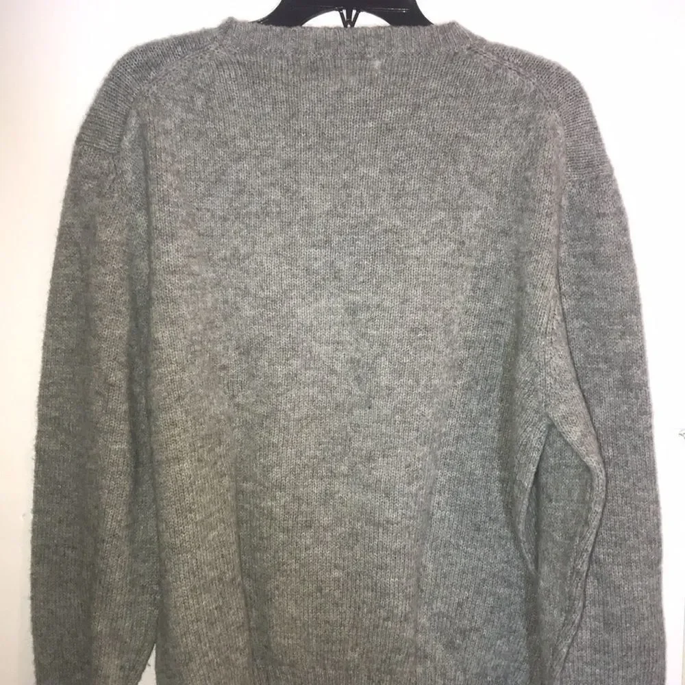 John Ashford Men's Knitted Pure Wool Geometric Print Long Sleeve Gray Sweater Si